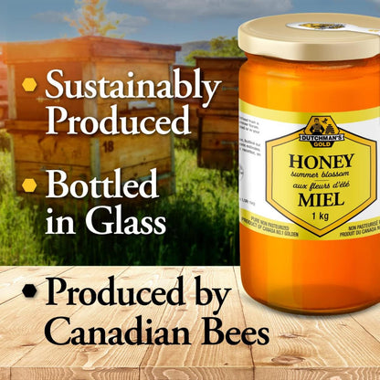 Summer Blossom Honey 1kg – 100% Canadian Floral Blend & Natural Sweetener