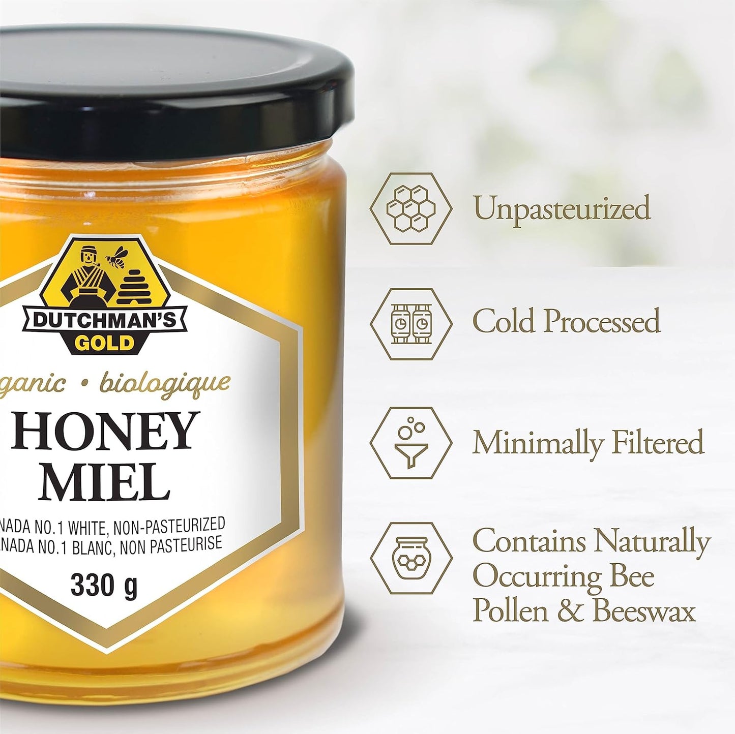 Organic Liquid Honey 330g – Pure Organic Honey, 100% Natural Sweetener, No Additives