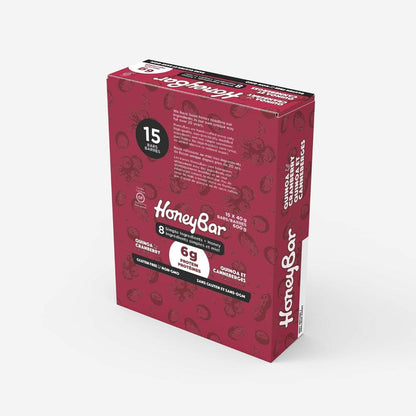 Quinoa & Cranberry Bars – Chewy and Naturally Sweetened with Honey, Made with Real Cranberries and Clean Ingredients. Gluten-Free & Vegetarian 15 x 40g