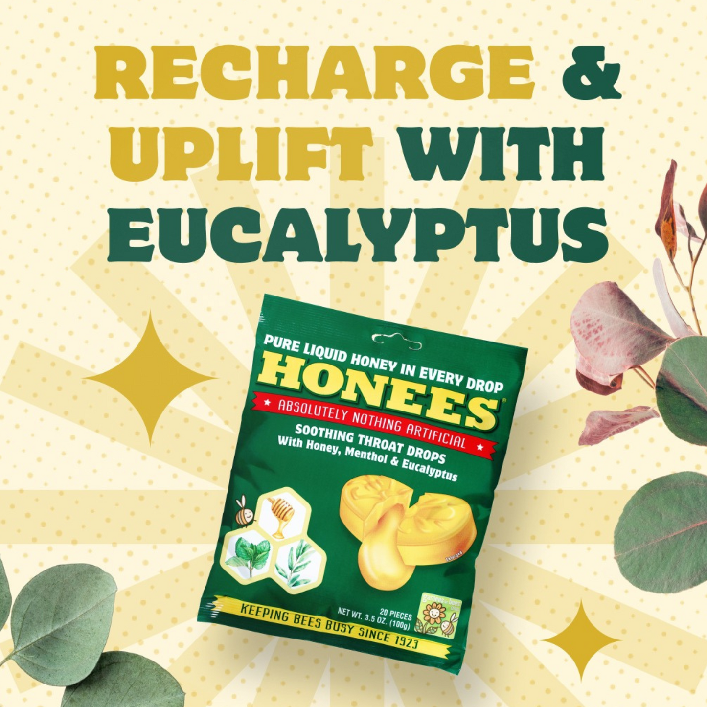 Honees Menthol Eucalyptus Candies  – Soothing Throat & Cough Relief