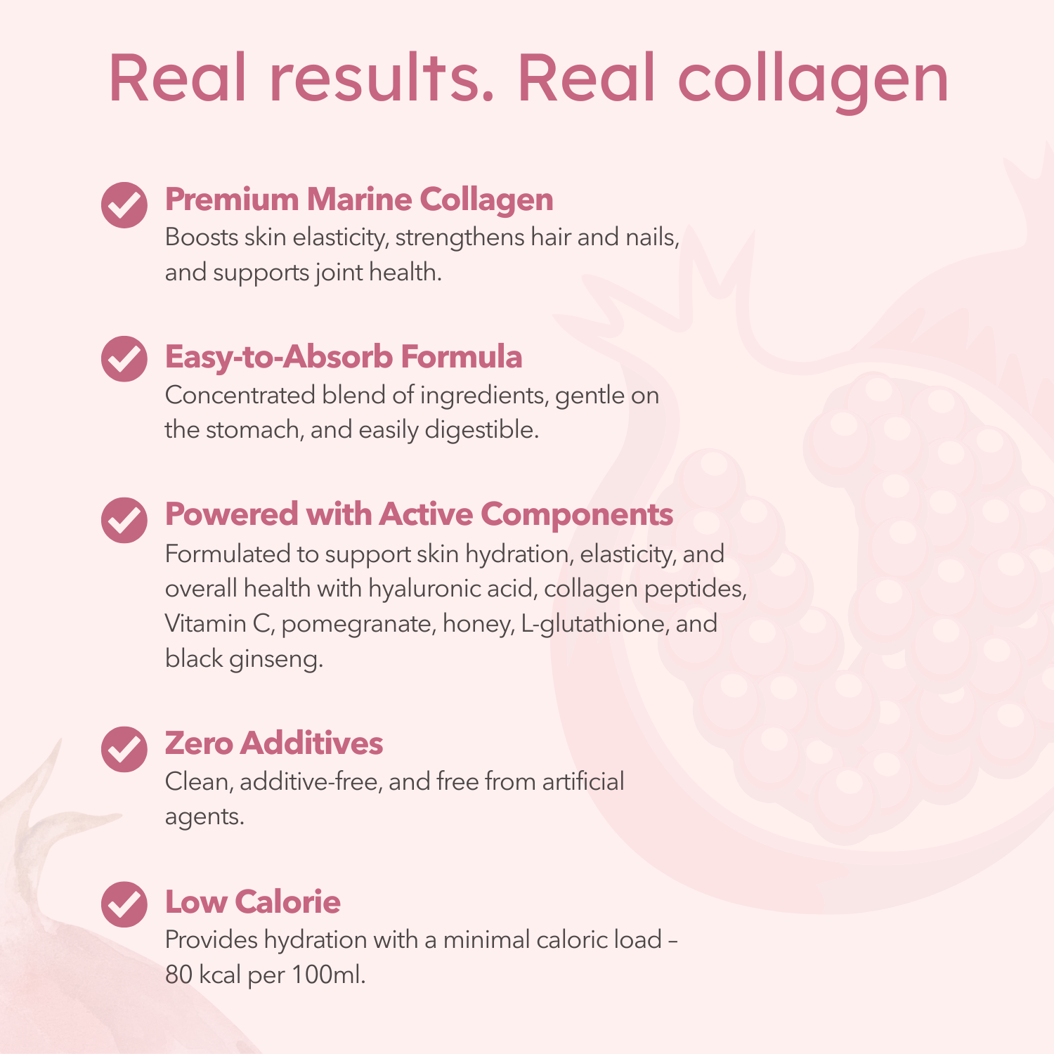 Biolink Marine Collagen Drink 10x100ml – Hyaluronic Acid, Collagen, Black Ginseng & Pomegranate