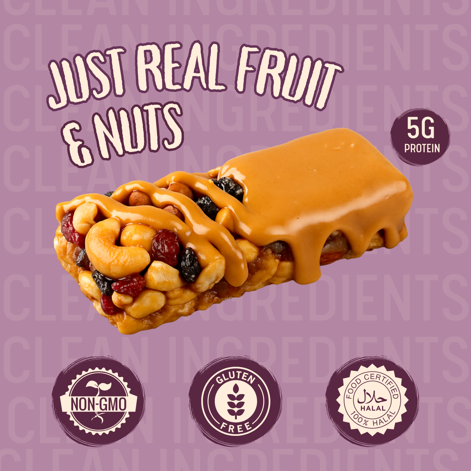 HoneyBar Gluten-Free Peanut Butter & Jam Bars Packed with Cranberries, Raisins & Crunchy Almonds – Non-GMO, Vegetarian – 5 x 40 g