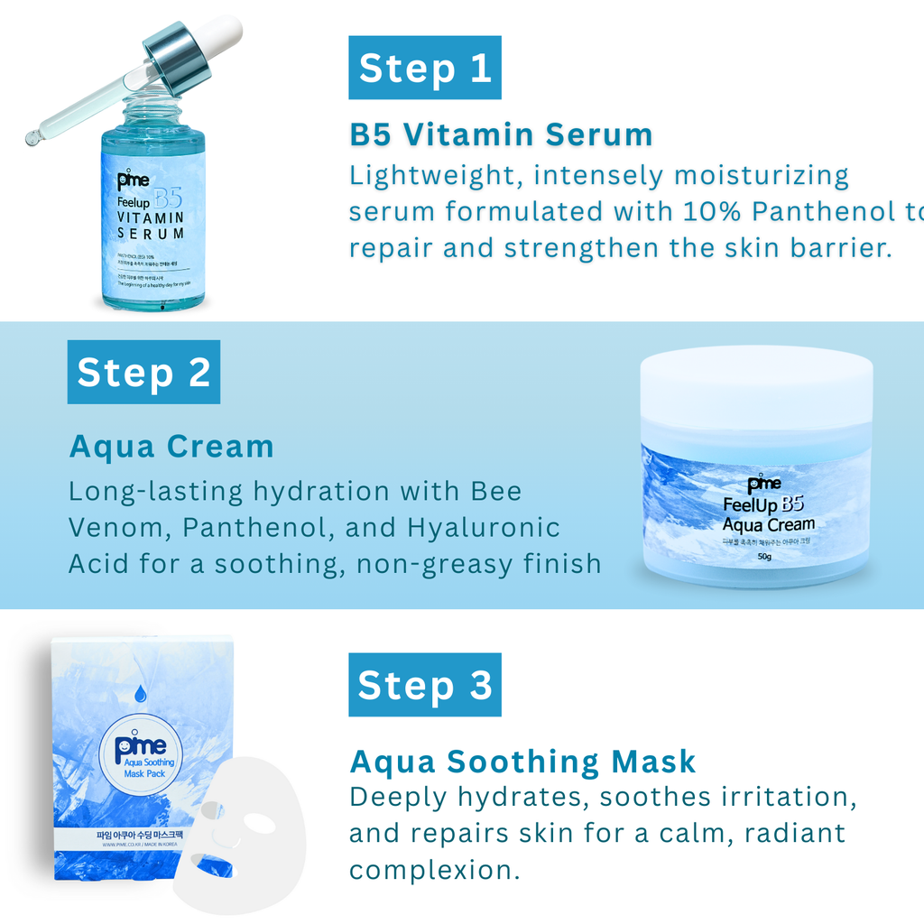PIME Barrier Repair Skincare Set | 10 Hydrating Masks, Aqua Cream & Vitamin Serum 50ml | Anti-Aging, Acne-Prone, Dark Spots & Wrinkle Care