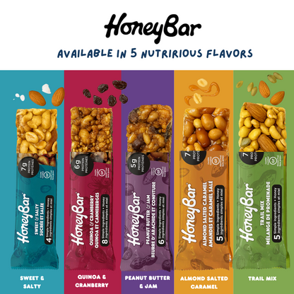 HoneyBar Sweet & Salty Snack Bars with Almonds & Sea Salt – Gluten-Free, Vegetarian | 5 x 40g
