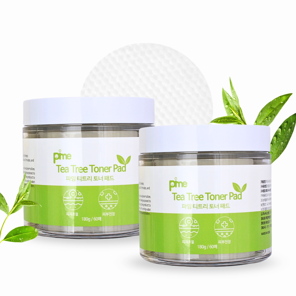 PIME Tea Tree Toner Pads - 180g x2 | Soothing & Hydrating Toner for Acne-Prone & Sensitive Skin, Pore-Cleansing Korean Skincare with Tea Tree Extract