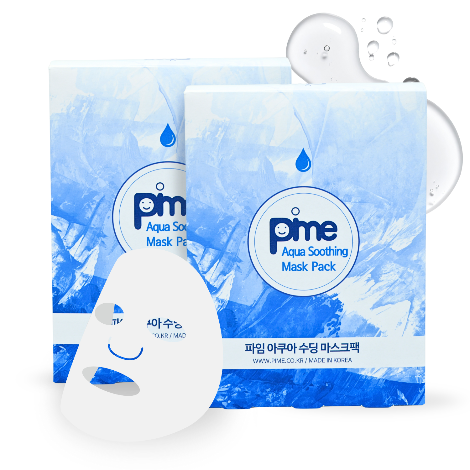 PIME Aqua Soothing Mask 10 Pack x2 – 20 Sheets Vitamin B5 Hydrating Sheet Mask, Acne-Prone & Redness Relief, Moisturizing For Dry Tired Skin, Deep Hydration, Korean Skincare
