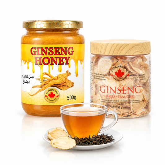 Canadian Vita Pure Ginseng Honey & Ginseng Slices – Duo Immune & Strength Booster, Natural Ginseng Supplement