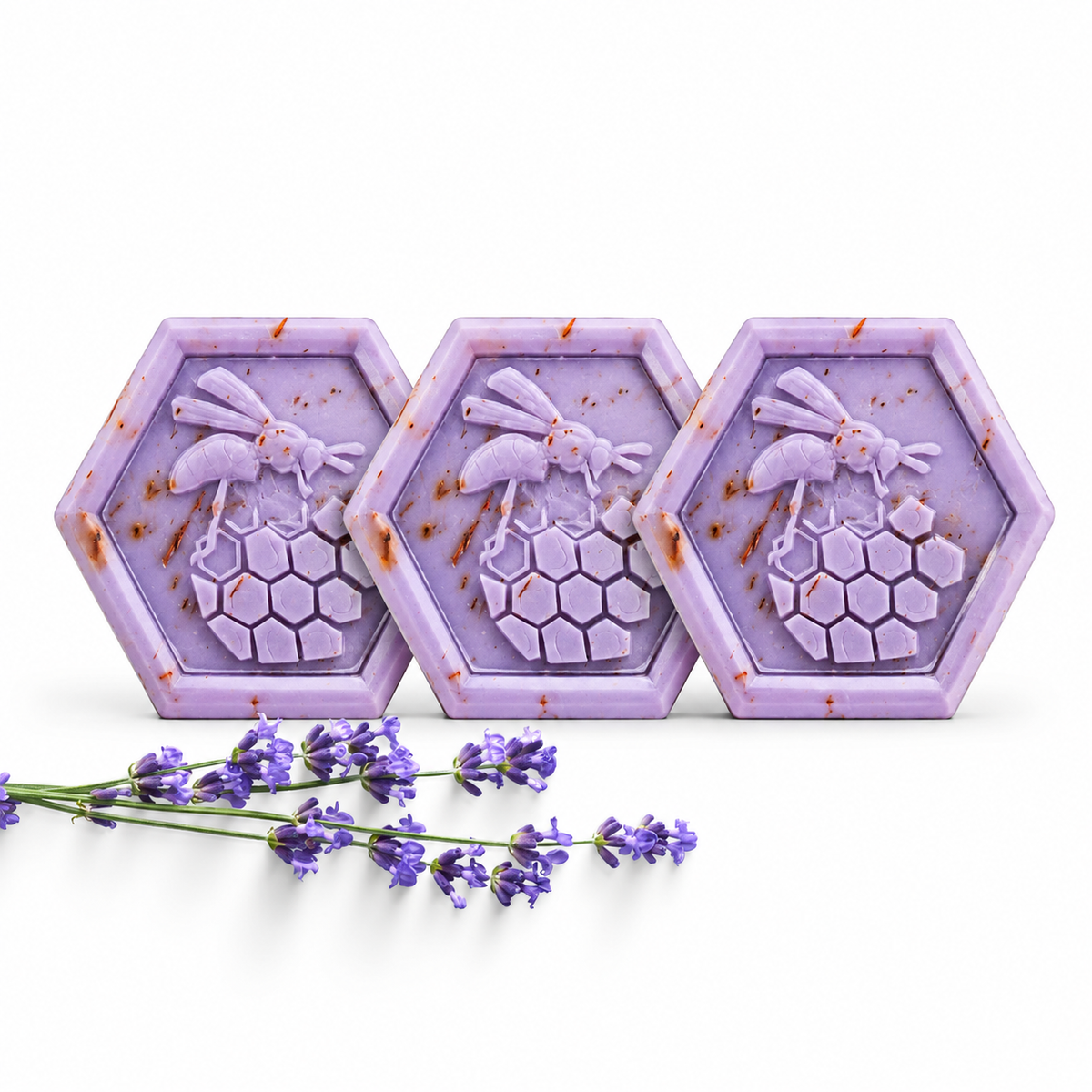 Organic Honey & Lavender Soap Bar 100g x3 – Handmade Antioxidant Moisturizing Soap for Face & Body