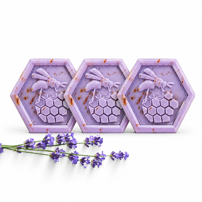 Organic Honey & Lavender Soap Bar 100g x3 – Handmade Antioxidant Moisturizing Soap for Face & Body