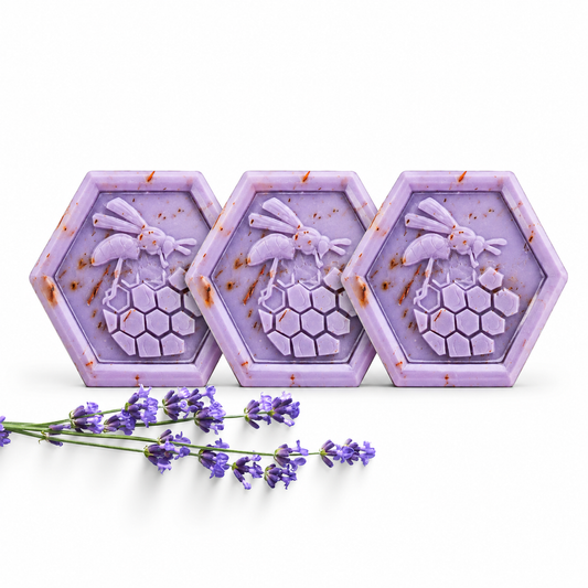 Organic Honey & Lavender Soap Bar 100g x3 – Handmade Antioxidant Moisturizing Soap for Face & Body