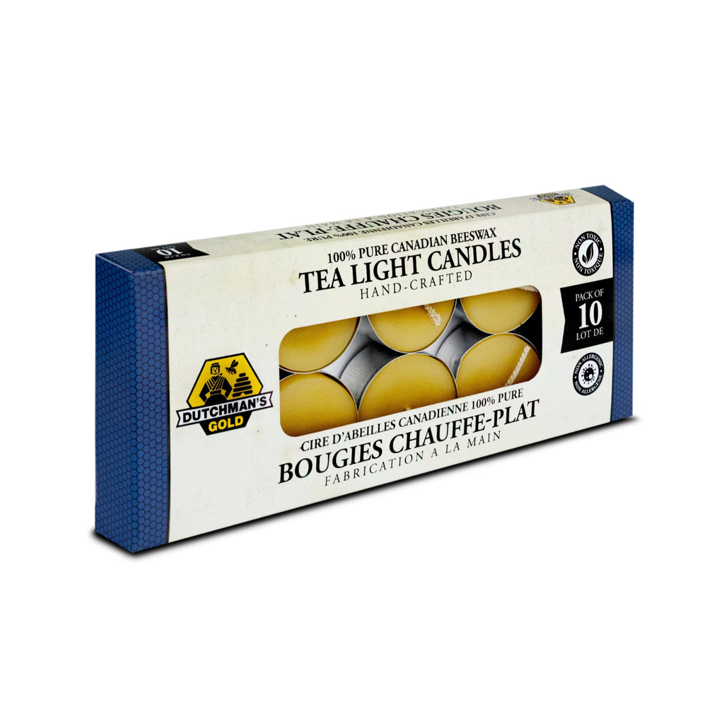 Dutchman’s Gold 100% Pure Beeswax Tea Lights (10/Pack), Handcrafted, Dripless & Smokeless, Non-Toxic, Naturally Scented, Eco-Friendly, Perfect for Relaxation, Meditation, and Ambiance, Made in Canada