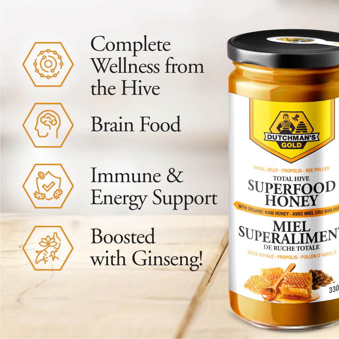 Organic Superfood Honey with Ginseng 330g – Boost Immunity & Digestive Support