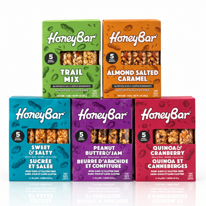 HoneyBar Assorted 5-Pack | 20 x 40g Healthy Snack Bars, Natural, Vegan, Gluten-Free, Non-GMO
