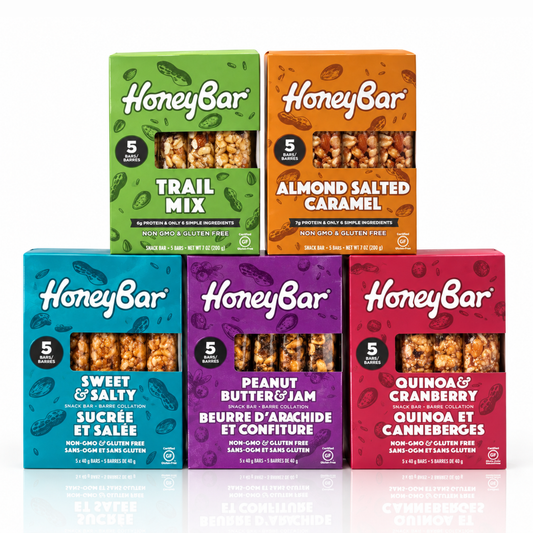HoneyBar Assorted 5-Pack | 20 x 40g Healthy Snack Bars, Natural, Vegan, Gluten-Free, Non-GMO