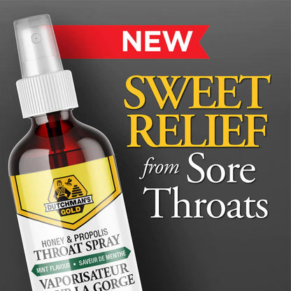 Honey & Propolis Throat Spray, 30ml, Fast-Acting Relief for Sore Throat & Cough