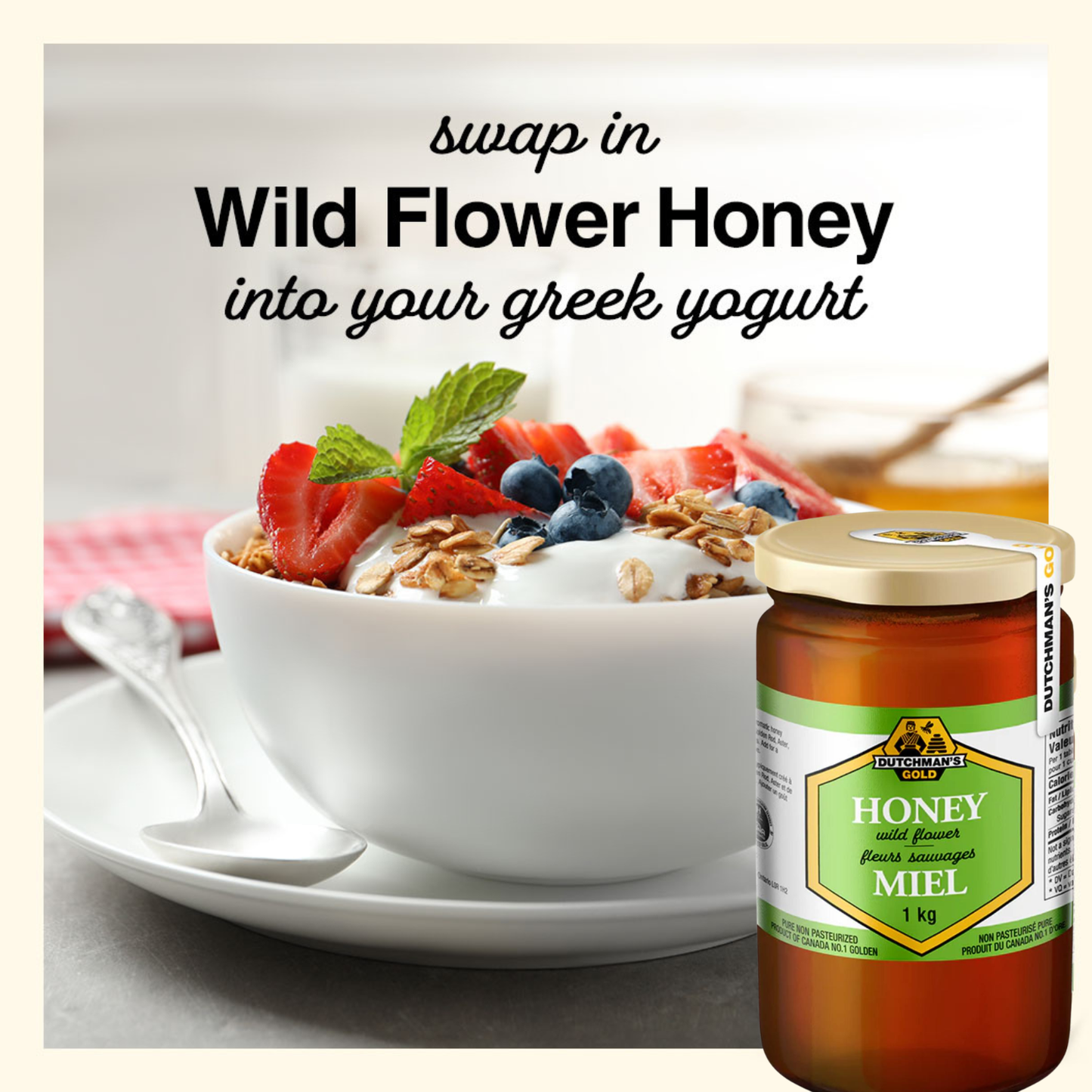 Dutchman’s Gold Wildflower Honey, 1kg, 100% Pure Organic Honey & No Additives