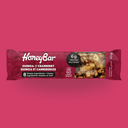 HoneyBar Quinoa & Cranberry Snack Bars - Gluten-Free & Non-GMO, 40g x 5