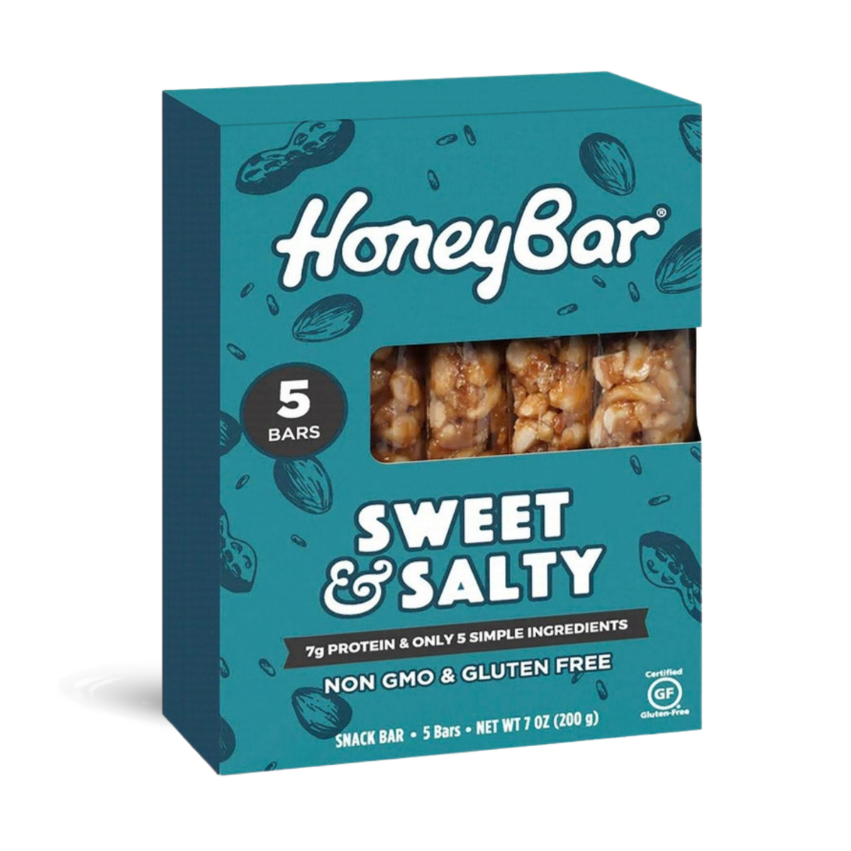 HoneyBar Sweet & Salty Snack Bars - Gluten-Free & Non-GMO, 40g x 5