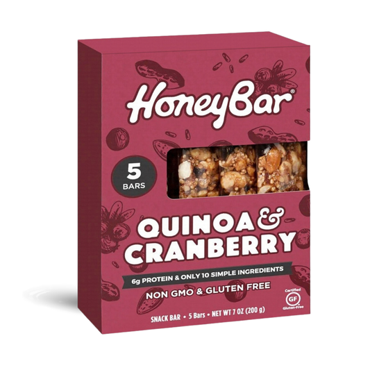 HoneyBar Quinoa & Cranberry Snack Bars - Gluten-Free & Non-GMO, 40g x 5