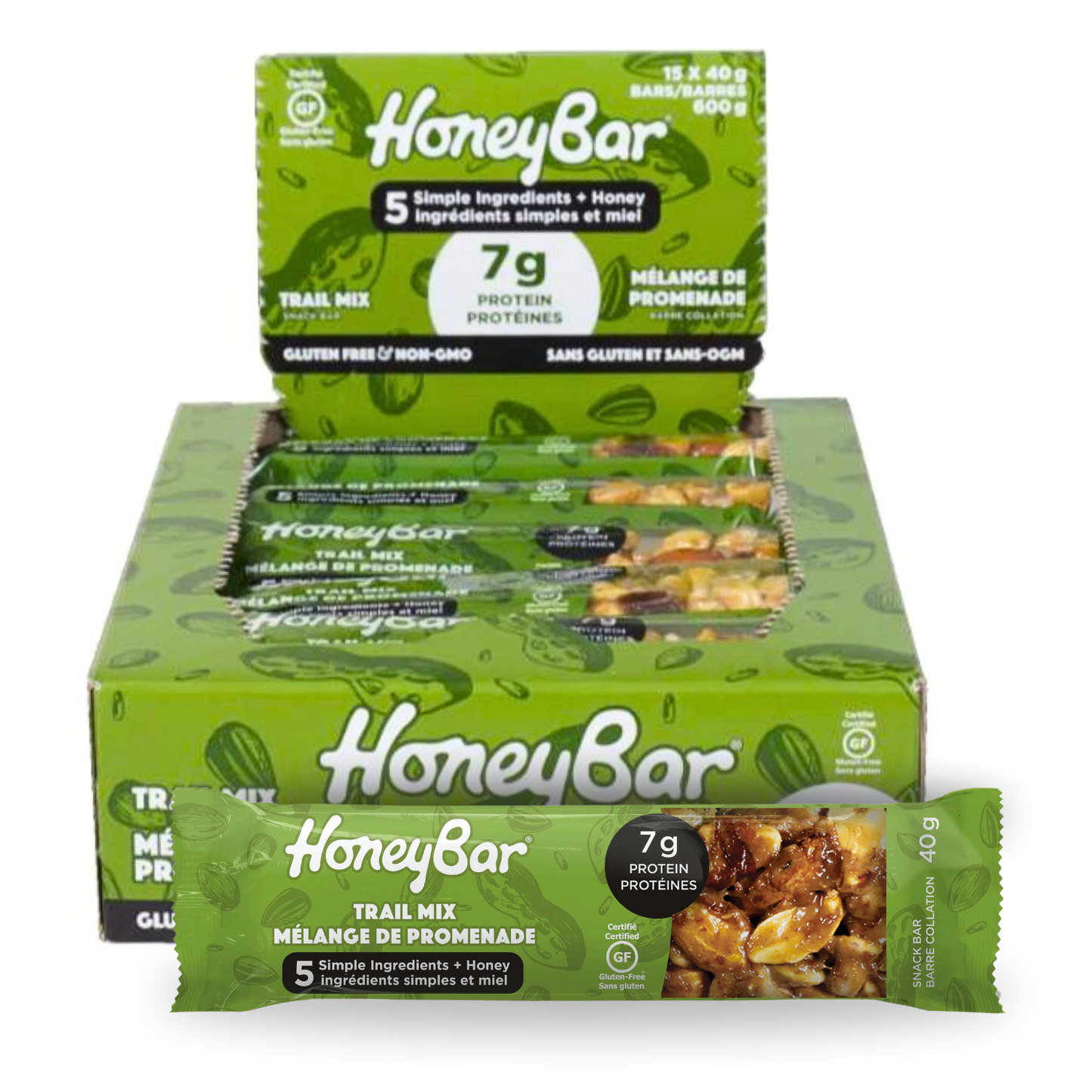 HoneyBar Trail Mix Snack Bars - Raisins & Pumpkin Seeds, Gluten-Free & Non-GMO, 40g x 15