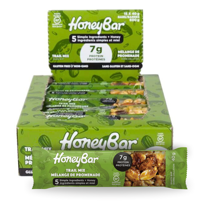 HoneyBar Trail Mix Snack Bars - Raisins & Pumpkin Seeds, Gluten-Free & Non-GMO, 40g x 15