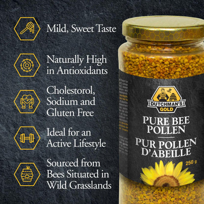 Canadian Pure Bee Pollen, 250g, Natural Superfood for Nutrition & Wellness Support