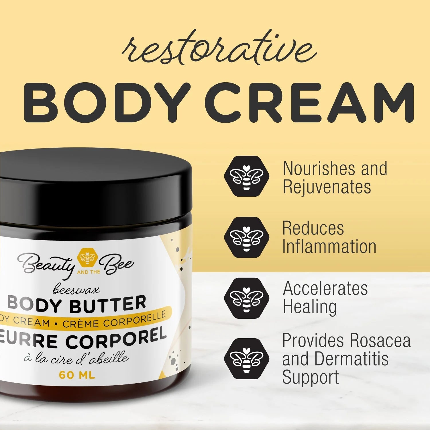 Nourishing Body Butter 60ml | Intensive Moisturizing Cream with Beeswax & Essential Oils | Soothes Dry to Very Dry Skin | Made in Canada
