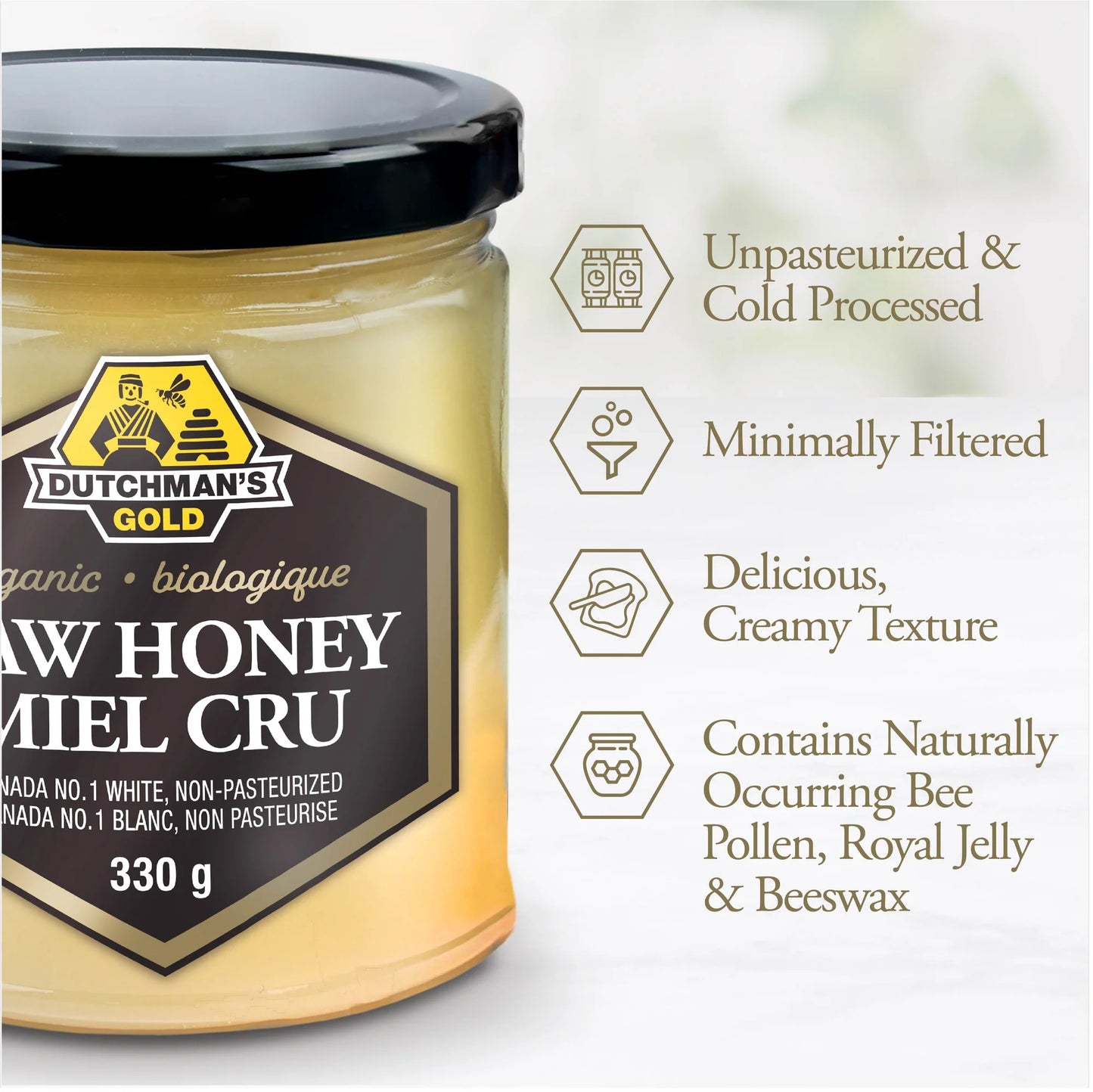 Organic Raw Honey 330g – 100% Pure & Unfiltered Creamy Honey, No Additives