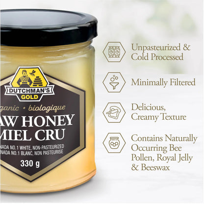 Organic Raw Honey 330g – 100% Pure & Unfiltered Creamy Honey, No Additives