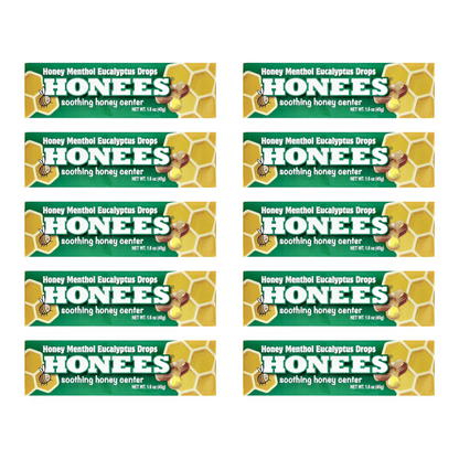 Honees Honey Menthol Eucalyptus Drops Bars Candies  10 x 45g