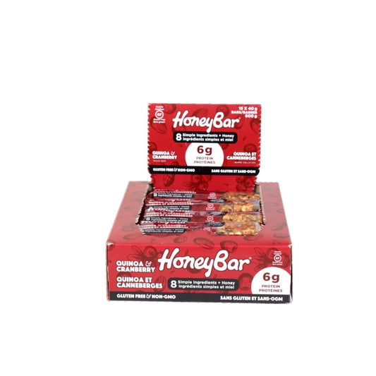 Quinoa & Cranberry Bars – Chewy and Naturally Sweetened with Honey, Made with Real Cranberries and Clean Ingredients. Gluten-Free & Vegetarian 15 x 40g