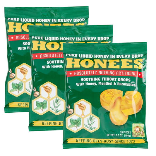 **Honees Menthol Eucalyptus Candies 100g x3 – Soothing Throat & Cough Relie