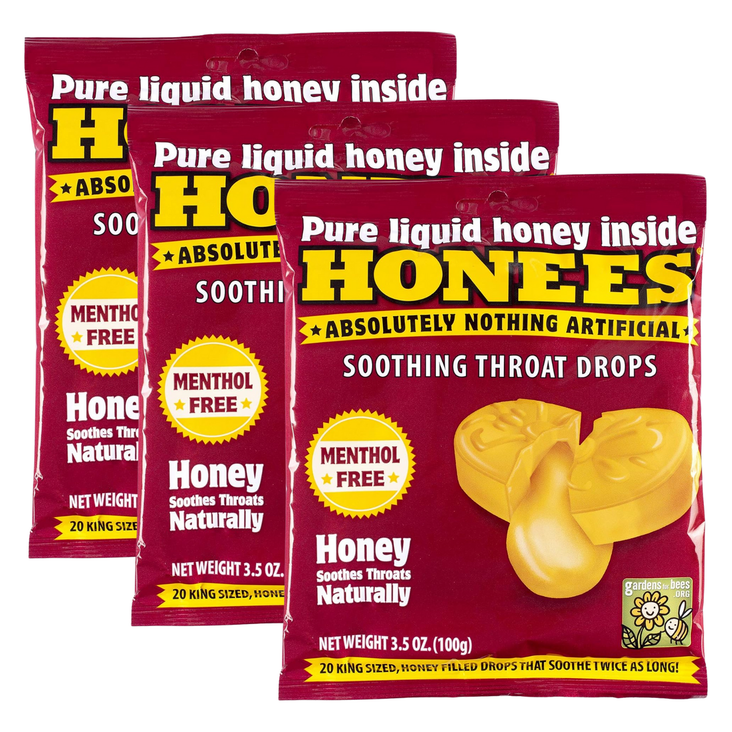 Honees Honey Soothing Drops Candies 3 x 100g