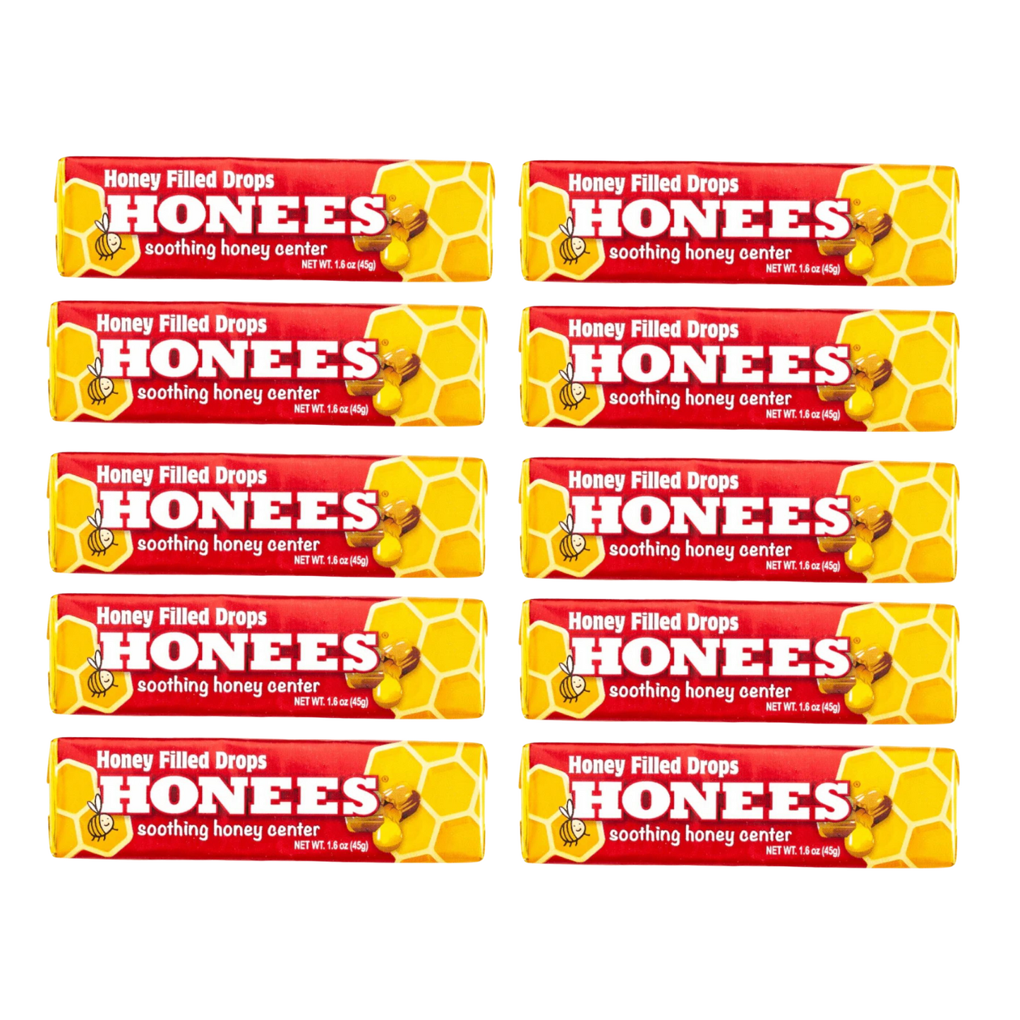 Honees Honey Filled Drops Bars Candies 10 x 45g
