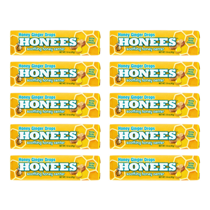 Honees Honey Ginger Drops Bars Candies 10 x 45g