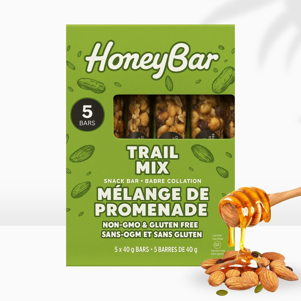 HoneyBar Trail Mix Bars – Sweet & Nutty with Real Honey, Crunchy Nuts & Juicy Raisins | Non-GMO, Gluten-Free, Vegetarian | 5 x 40g
