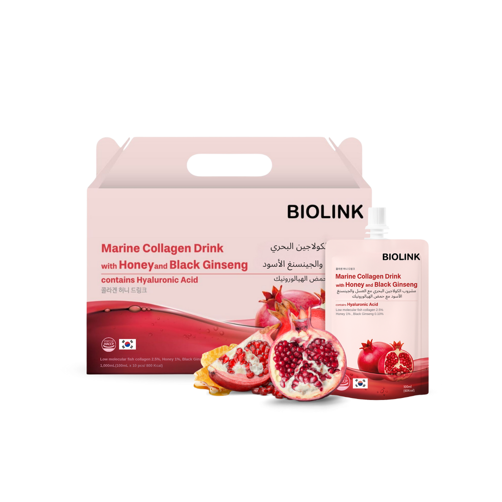 Biolink Marine Collagen Drink 10x100ml – Hyaluronic Acid, Collagen, Black Ginseng & Pomegranate